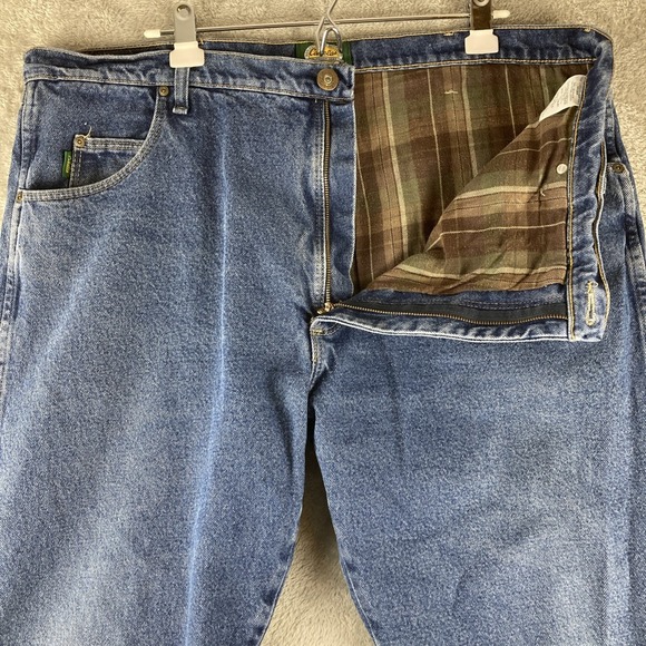 Cabela's Jeans Men's Size 44x30 (42x27) Flannel Lined Straight Leg Blue Denim - Picture 7 of 15